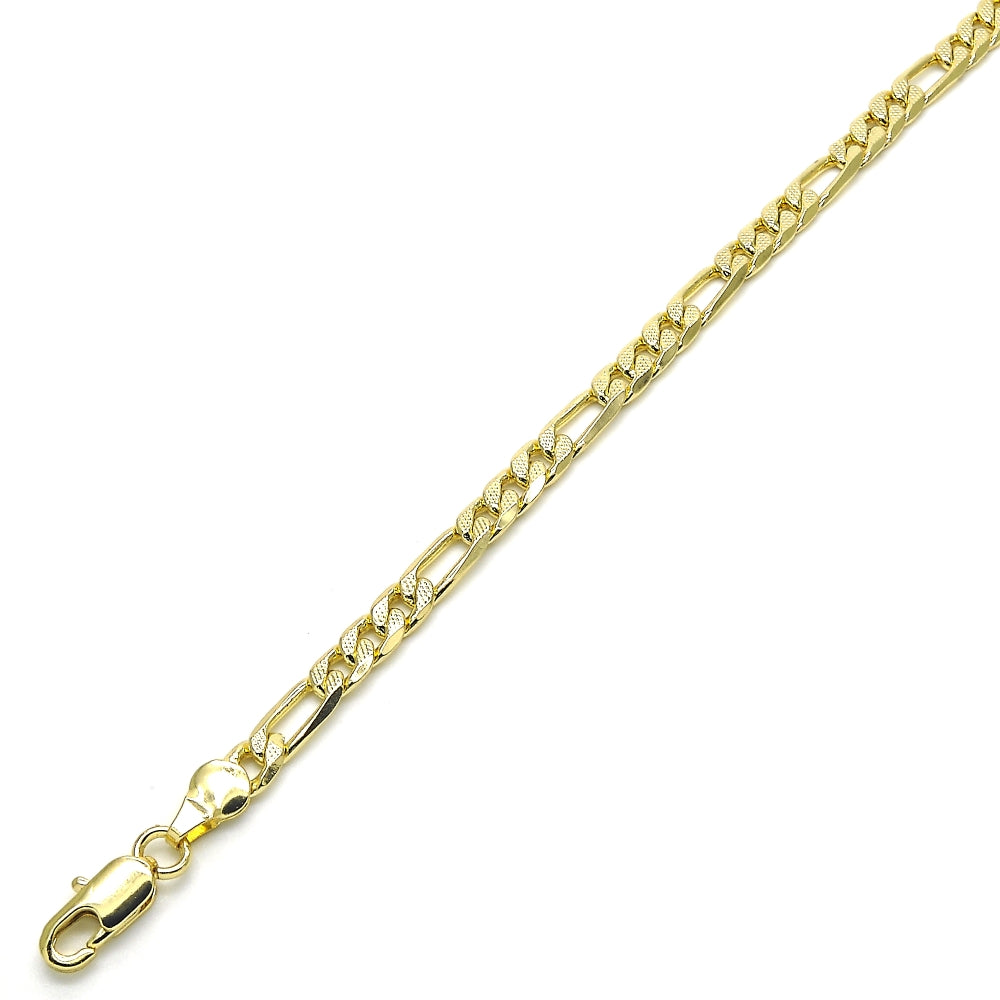 Oro Laminado Basic Bracelet, Gold Filled Style Figaro Design, Polished, Golden Finish