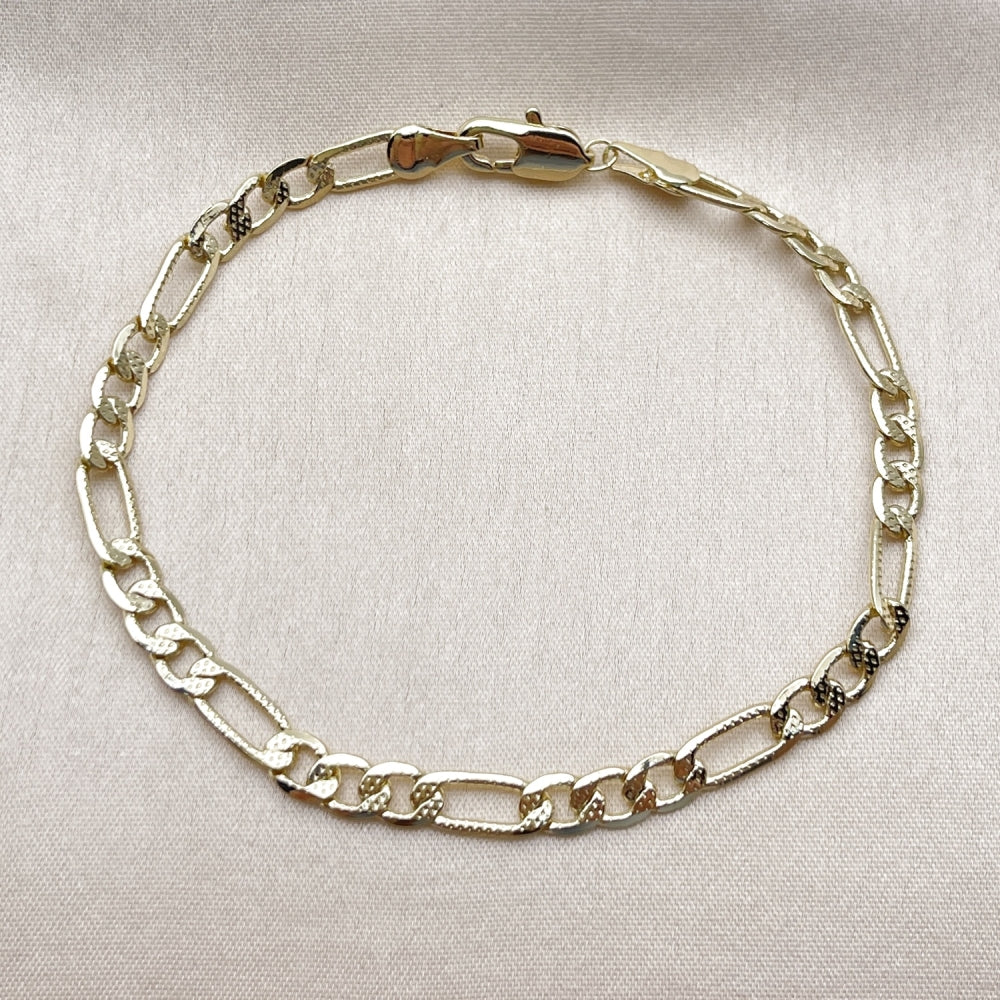 Oro Laminado Basic Bracelet, Gold Filled Style Figaro Design, Polished, Golden Finish