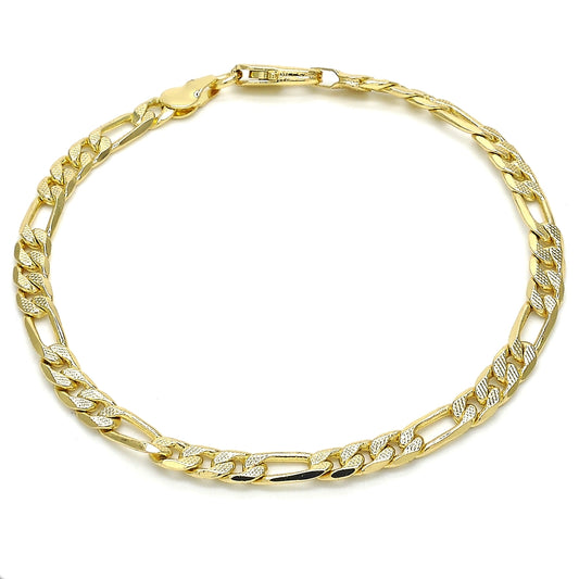 Oro Laminado Basic Bracelet, Gold Filled Style Figaro Design, Polished, Golden Finish