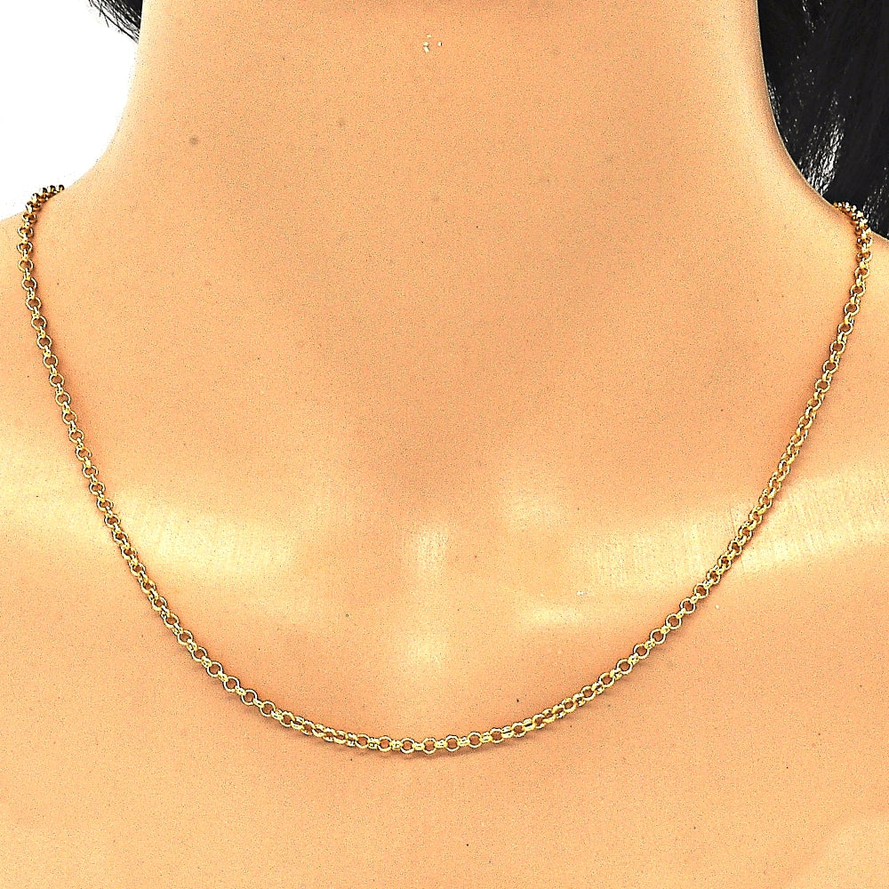 Oro Laminado Basic Necklace, Gold Filled Style Rolo Design, Polished, Golden Finish