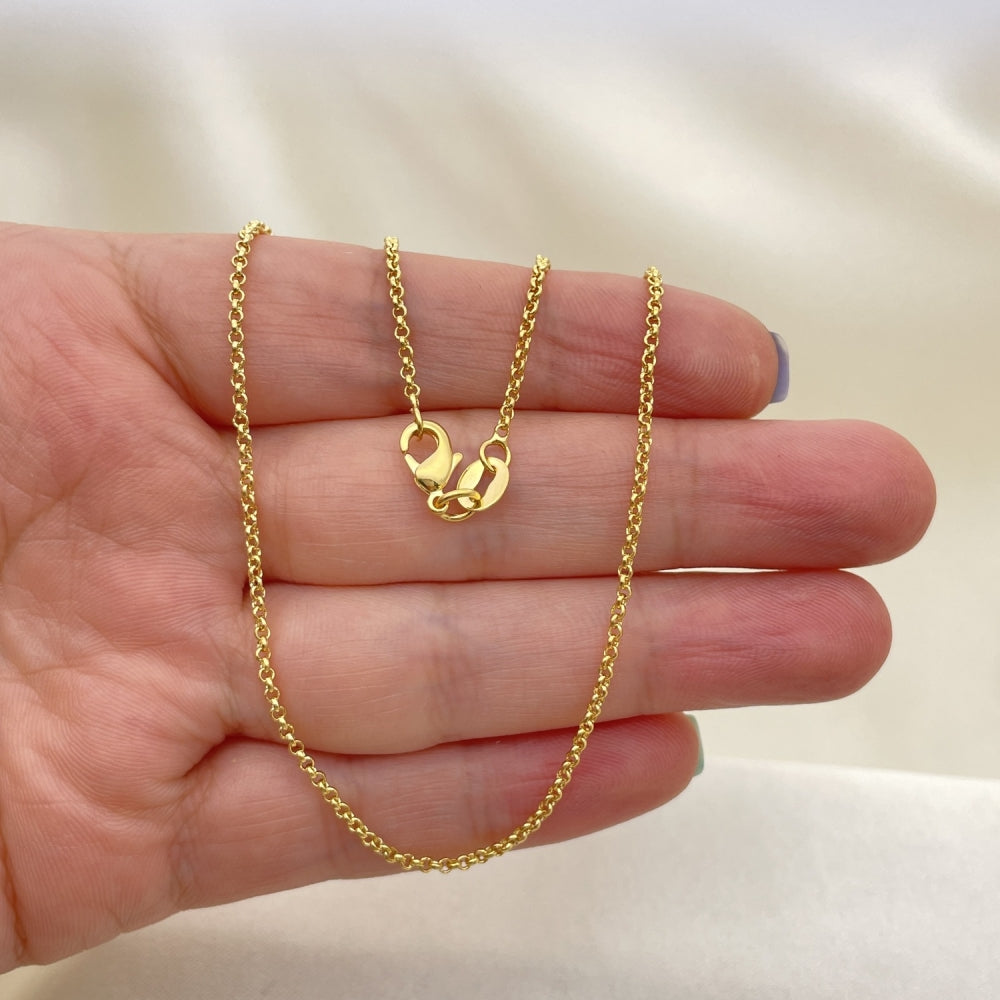 Oro Laminado Basic Necklace, Gold Filled Style Rolo Design, Polished, Golden Finish