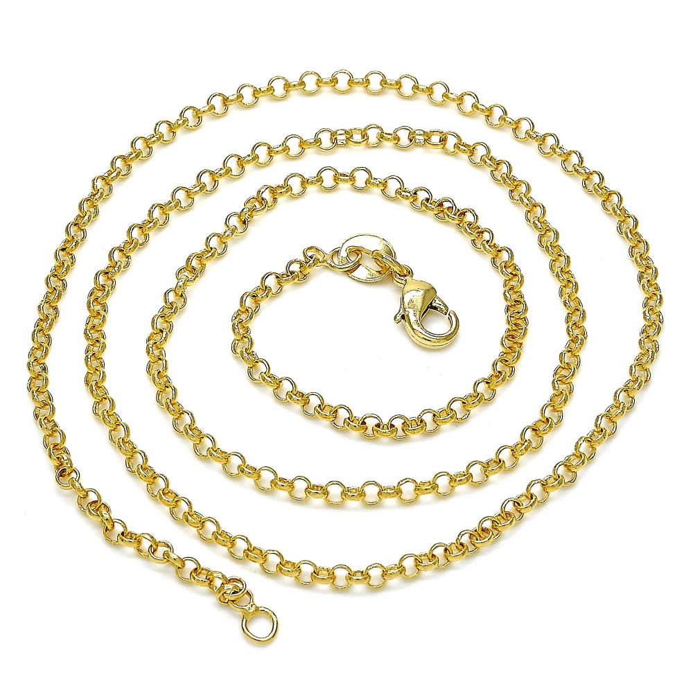 Oro Laminado Basic Necklace, Gold Filled Style Rolo Design, Polished, Golden Finish