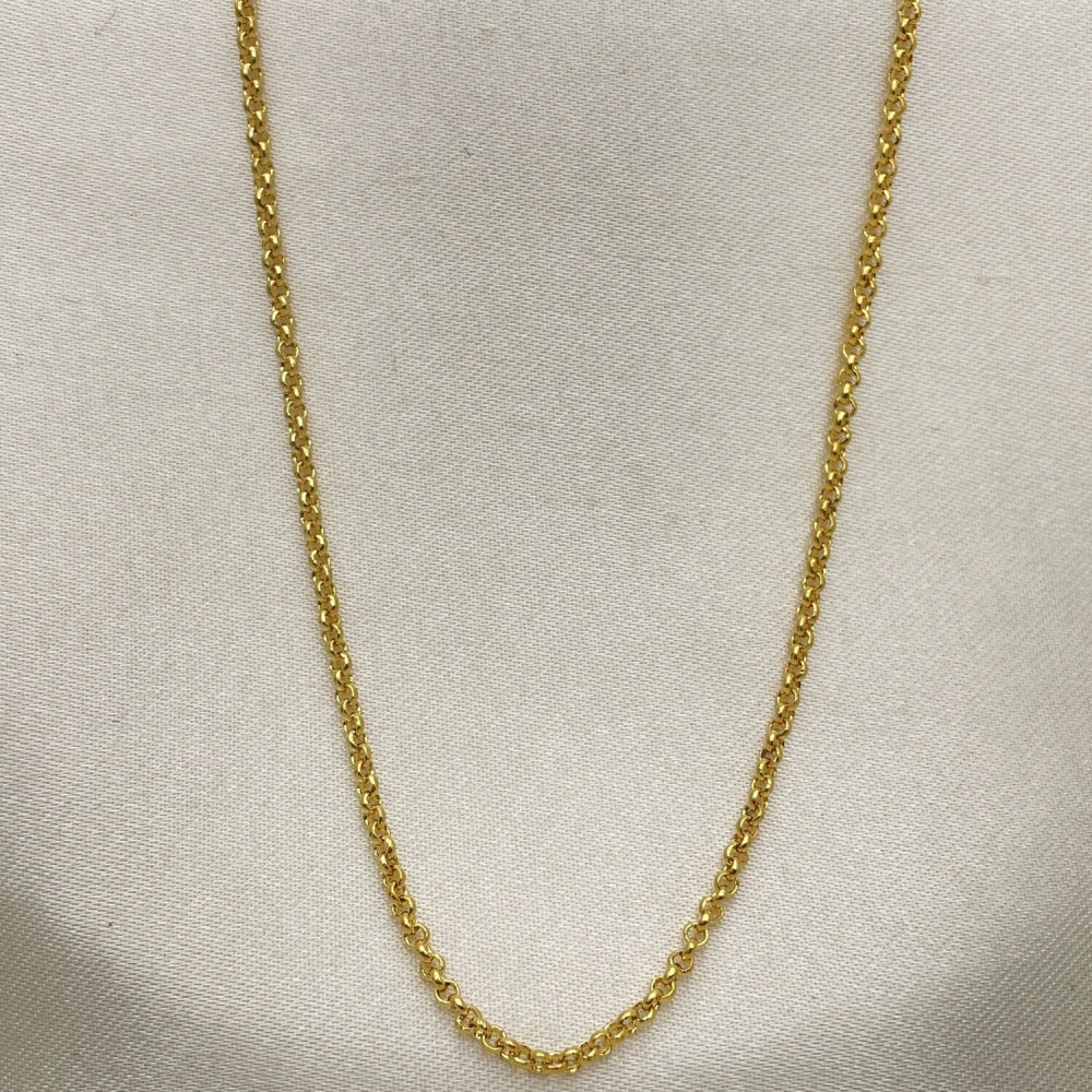 Oro Laminado Basic Necklace, Gold Filled Style Rolo Design, Polished, Golden Finish