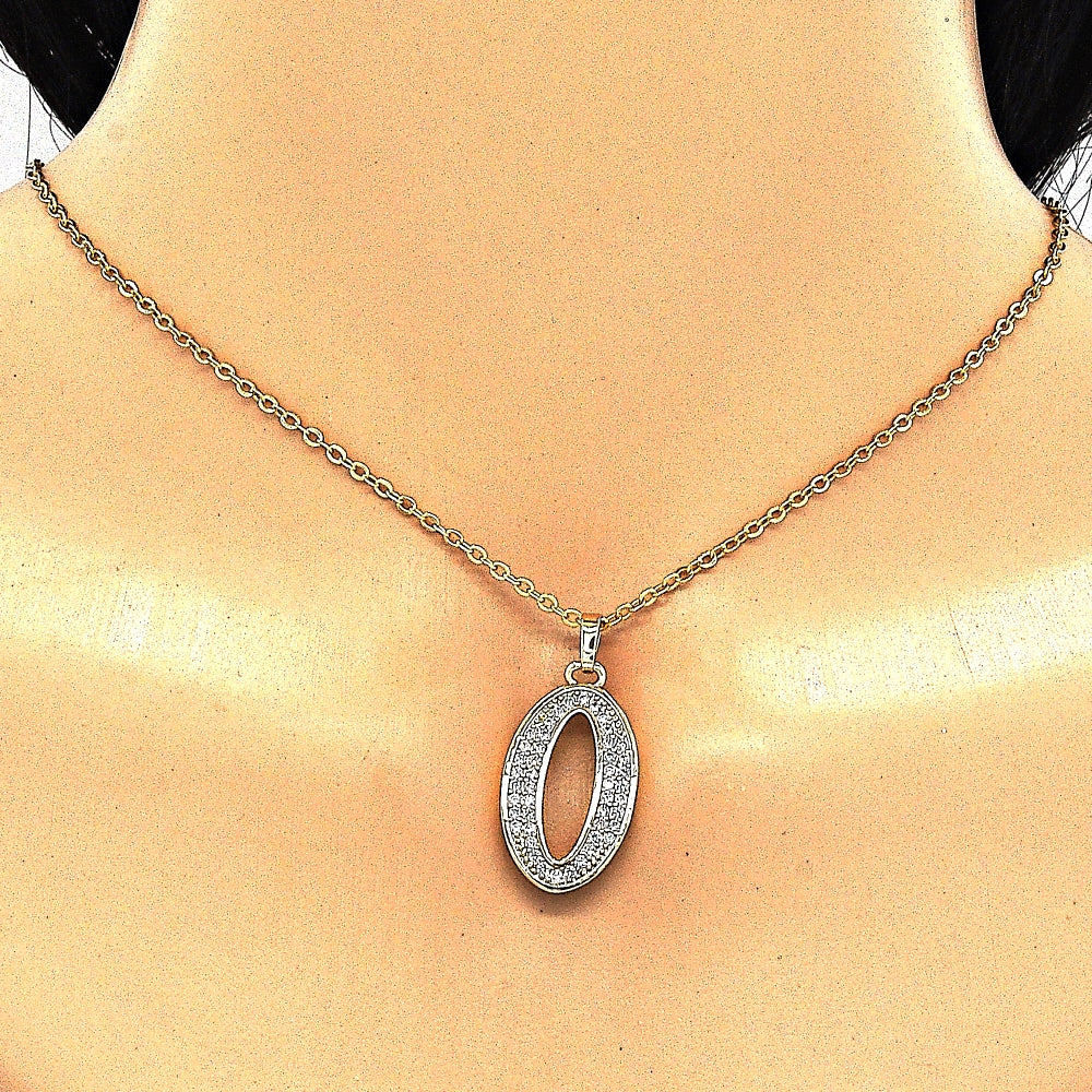 Oro Laminado Fancy Pendant, Gold Filled Style with White Cubic Zirconia, Polished, Golden Finish