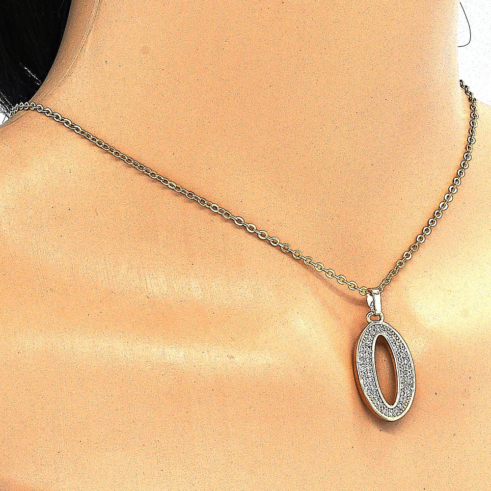 Oro Laminado Fancy Pendant, Gold Filled Style with White Cubic Zirconia, Polished, Golden Finish