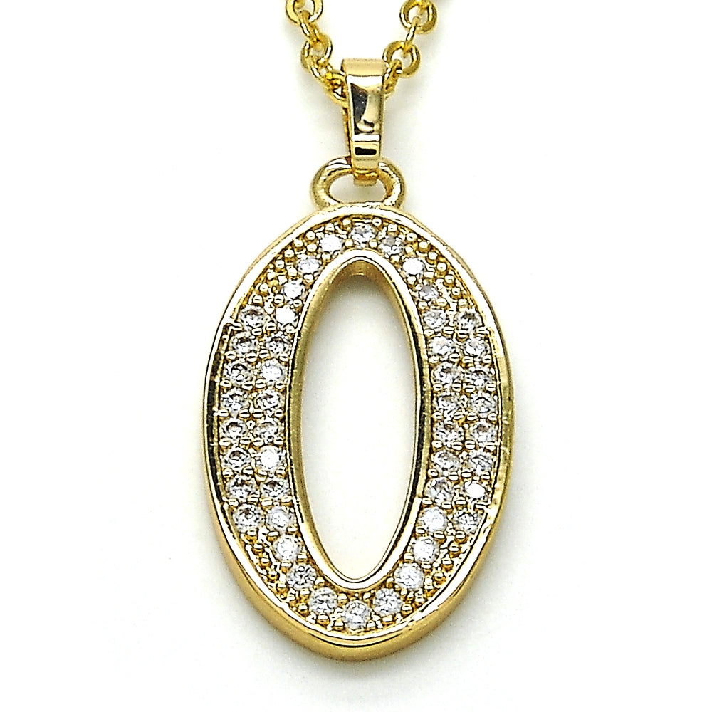 Oro Laminado Fancy Pendant, Gold Filled Style with White Cubic Zirconia, Polished, Golden Finish
