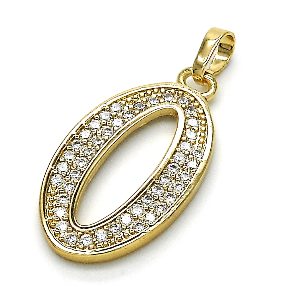 Oro Laminado Fancy Pendant, Gold Filled Style with White Cubic Zirconia, Polished, Golden Finish