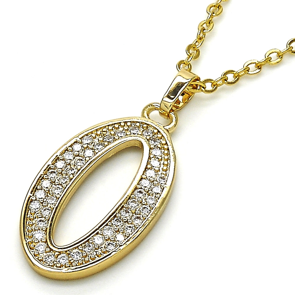 Oro Laminado Fancy Pendant, Gold Filled Style with White Cubic Zirconia, Polished, Golden Finish