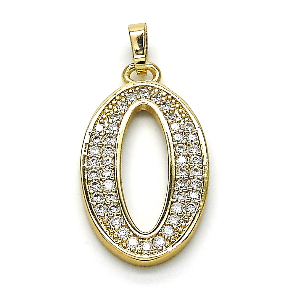 Oro Laminado Fancy Pendant, Gold Filled Style with White Cubic Zirconia, Polished, Golden Finish