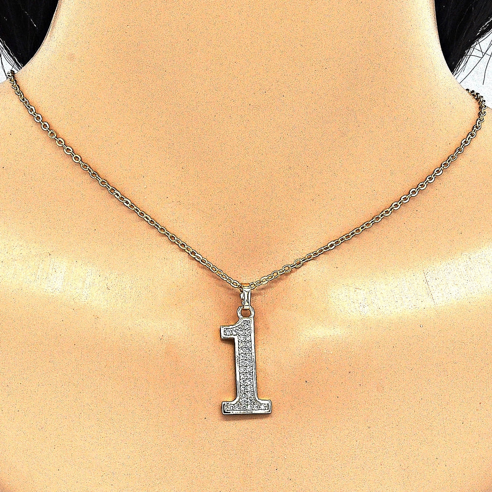 Oro Laminado Fancy Pendant, Gold Filled Style with White Cubic Zirconia, Polished, Golden Finish