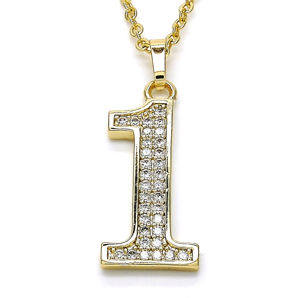 Oro Laminado Fancy Pendant, Gold Filled Style with White Cubic Zirconia, Polished, Golden Finish