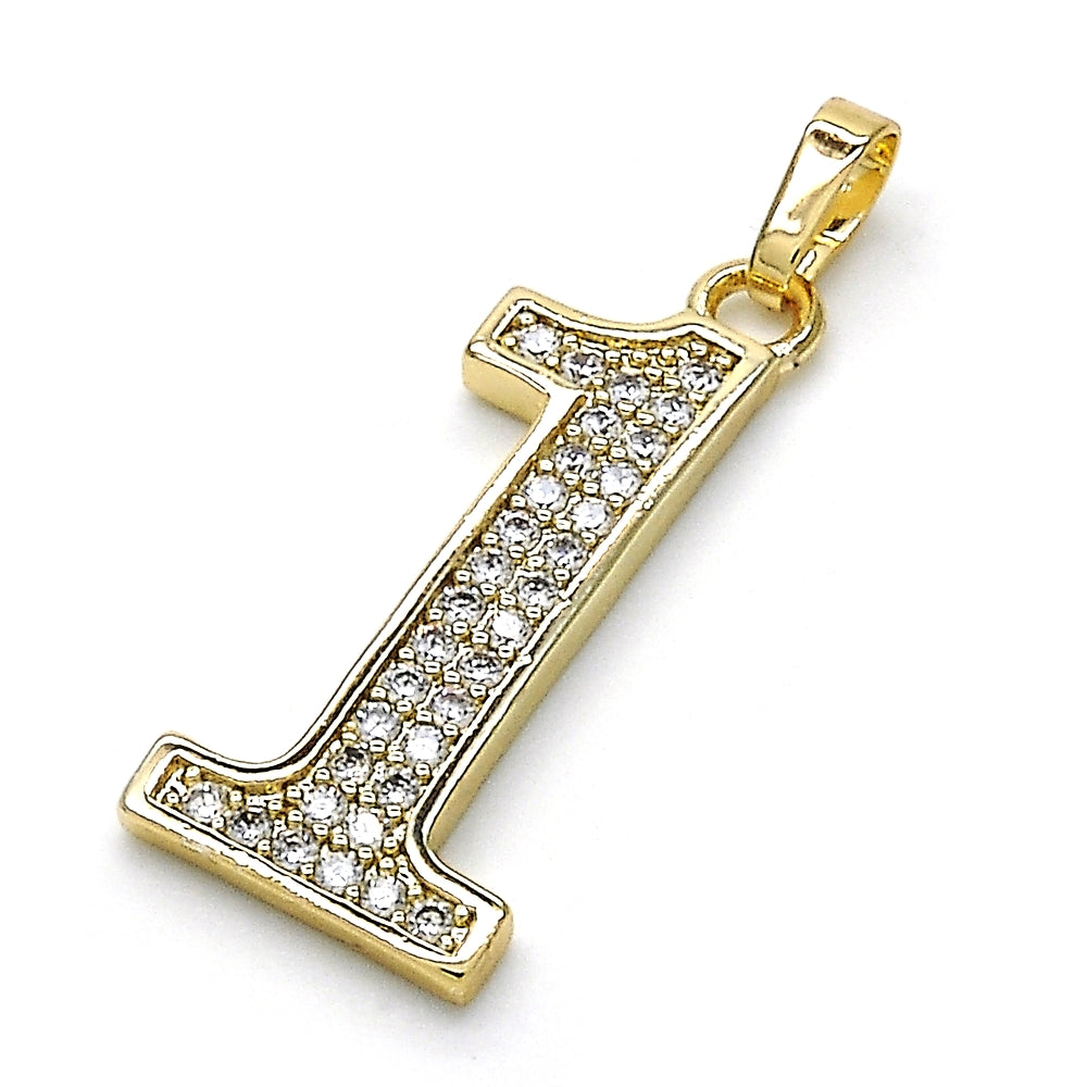 Oro Laminado Fancy Pendant, Gold Filled Style with White Cubic Zirconia, Polished, Golden Finish