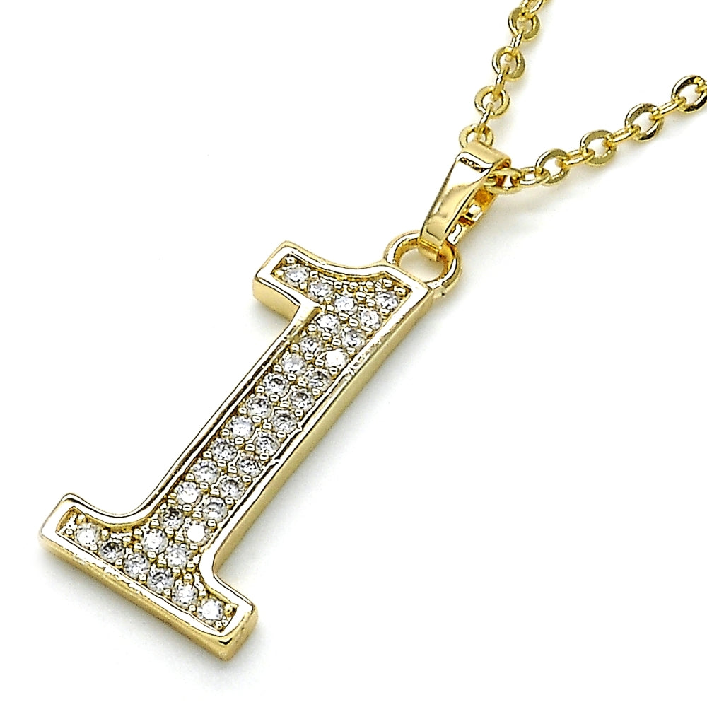 Oro Laminado Fancy Pendant, Gold Filled Style with White Cubic Zirconia, Polished, Golden Finish