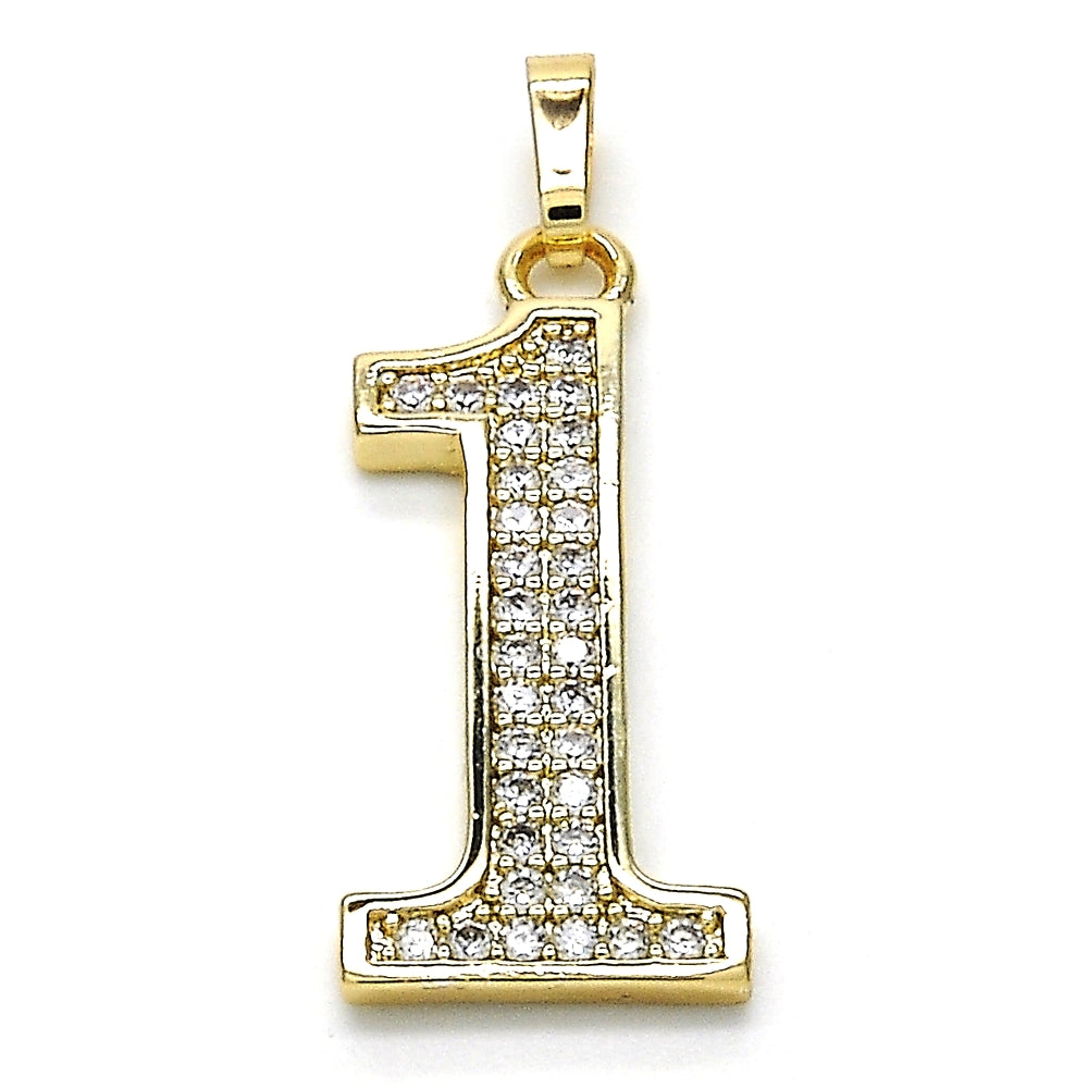 Oro Laminado Fancy Pendant, Gold Filled Style with White Cubic Zirconia, Polished, Golden Finish
