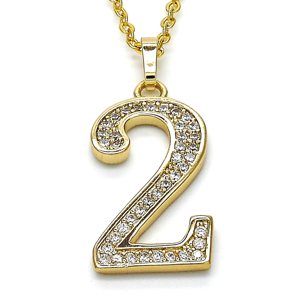 Oro Laminado Fancy Pendant, Gold Filled Style with White Cubic Zirconia, Polished, Golden Finish