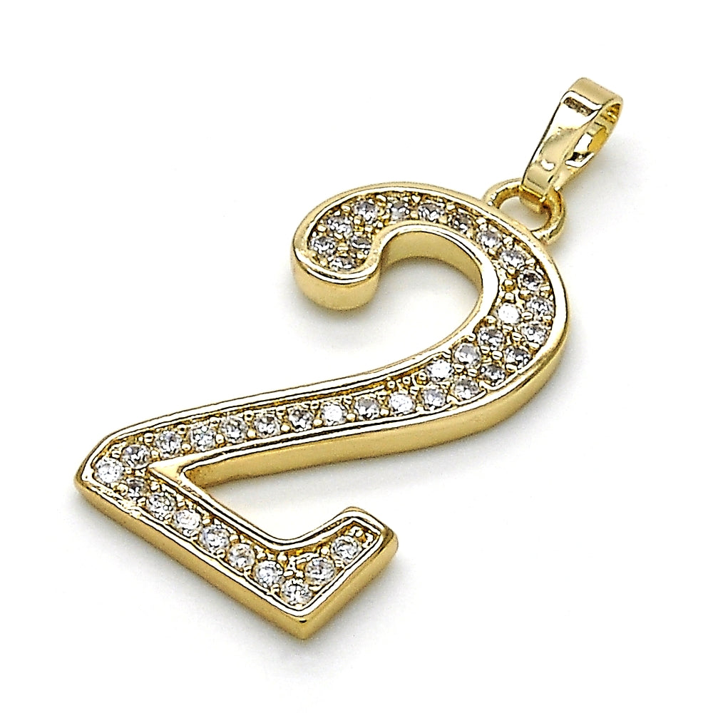 Oro Laminado Fancy Pendant, Gold Filled Style with White Cubic Zirconia, Polished, Golden Finish