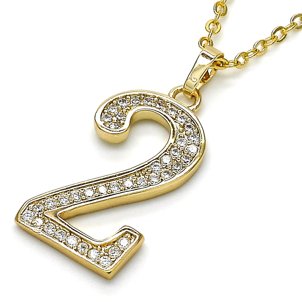 Oro Laminado Fancy Pendant, Gold Filled Style with White Cubic Zirconia, Polished, Golden Finish