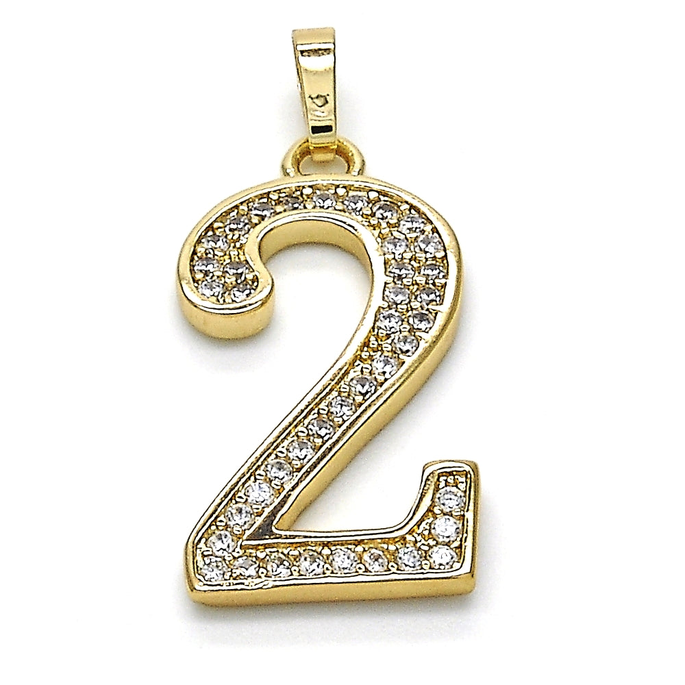 Oro Laminado Fancy Pendant, Gold Filled Style with White Cubic Zirconia, Polished, Golden Finish