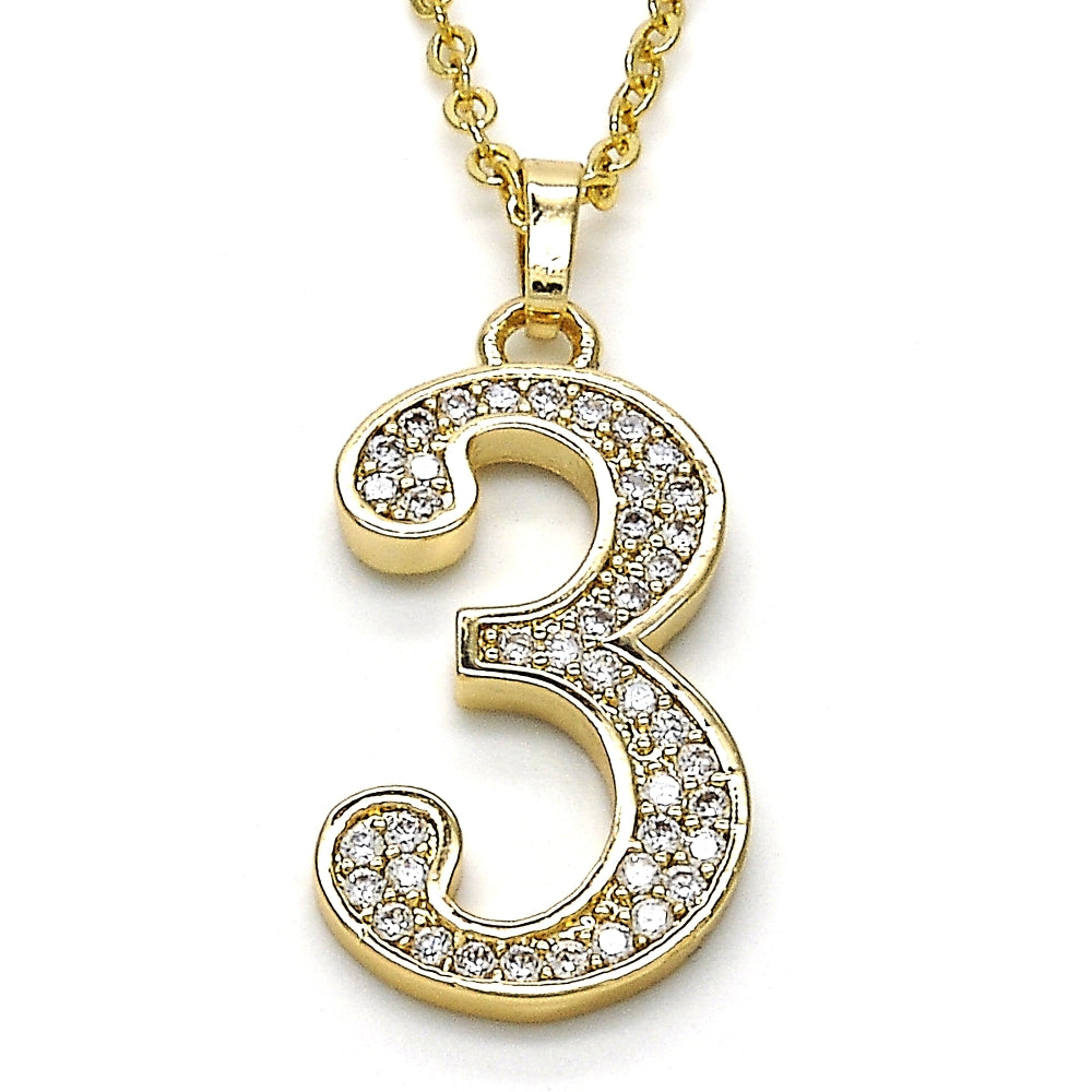 Oro Laminado Fancy Pendant, Gold Filled Style with White Cubic Zirconia, Polished, Golden Finish