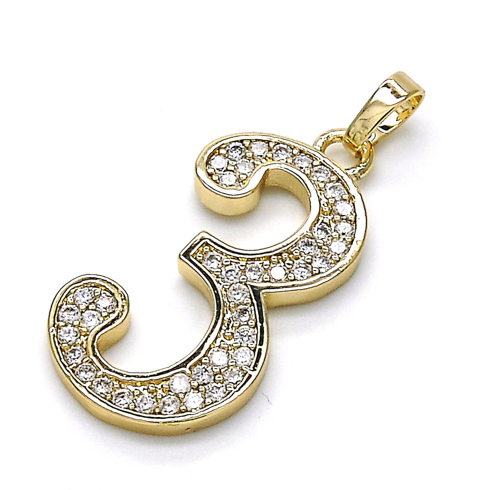 Oro Laminado Fancy Pendant, Gold Filled Style with White Cubic Zirconia, Polished, Golden Finish