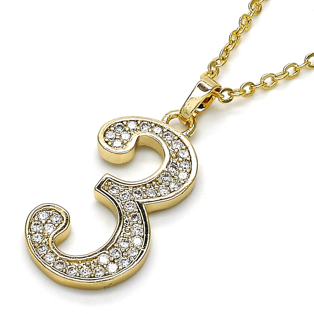 Oro Laminado Fancy Pendant, Gold Filled Style with White Cubic Zirconia, Polished, Golden Finish