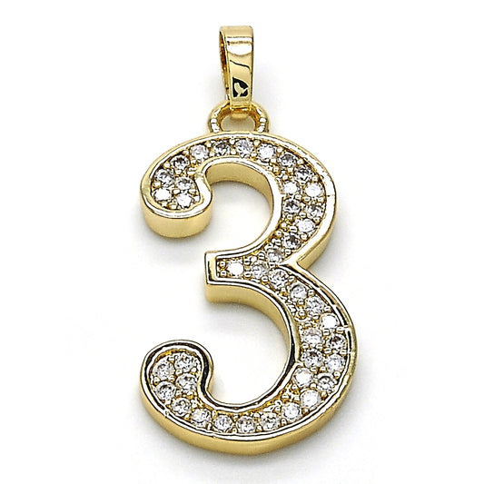 Oro Laminado Fancy Pendant, Gold Filled Style with White Cubic Zirconia, Polished, Golden Finish