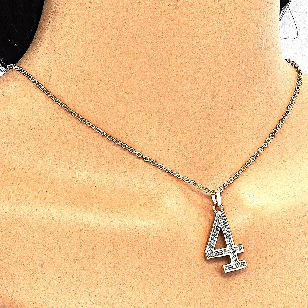 Oro Laminado Fancy Pendant, Gold Filled Style with White Cubic Zirconia, Polished, Golden Finish