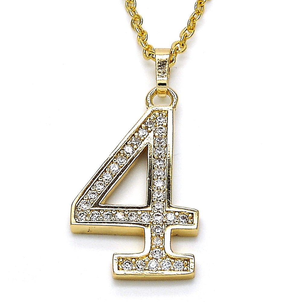 Oro Laminado Fancy Pendant, Gold Filled Style with White Cubic Zirconia, Polished, Golden Finish