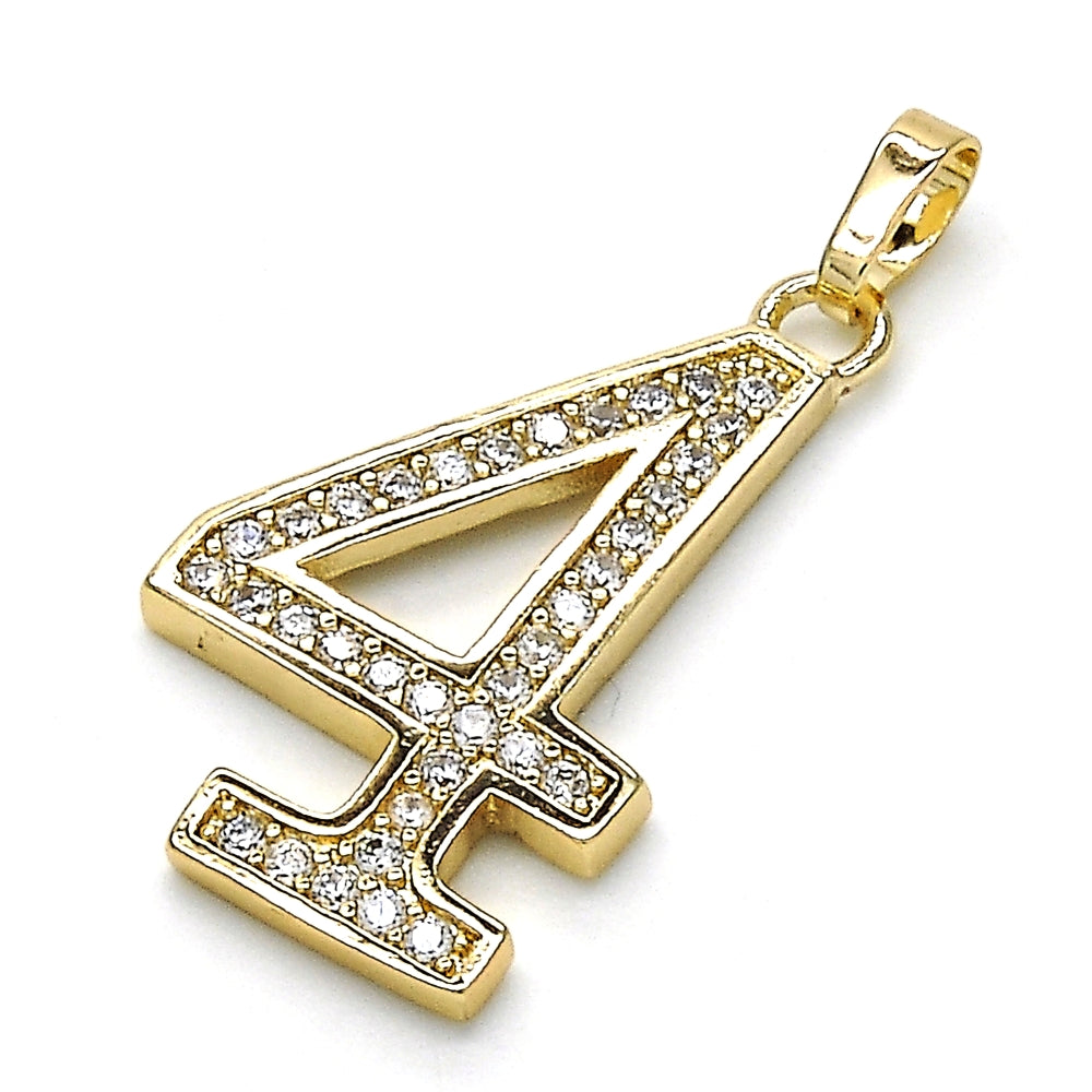 Oro Laminado Fancy Pendant, Gold Filled Style with White Cubic Zirconia, Polished, Golden Finish
