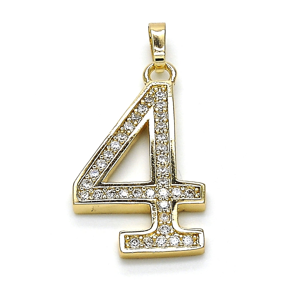 Oro Laminado Fancy Pendant, Gold Filled Style with White Cubic Zirconia, Polished, Golden Finish