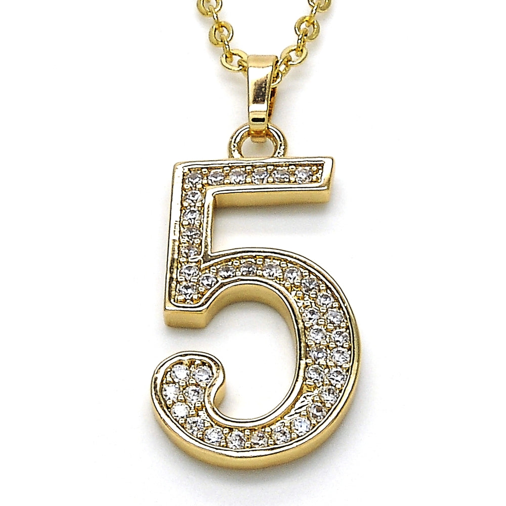 Oro Laminado Fancy Pendant, Gold Filled Style with White Cubic Zirconia, Polished, Golden Finish