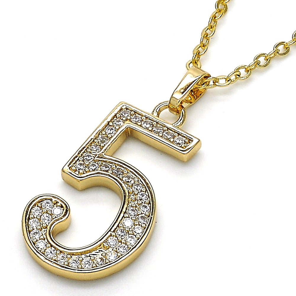 Oro Laminado Fancy Pendant, Gold Filled Style with White Cubic Zirconia, Polished, Golden Finish
