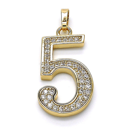 Oro Laminado Fancy Pendant, Gold Filled Style with White Cubic Zirconia, Polished, Golden Finish