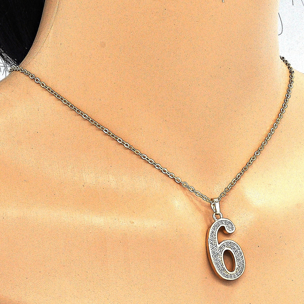 Oro Laminado Fancy Pendant, Gold Filled Style with White Cubic Zirconia, Polished, Golden Finish