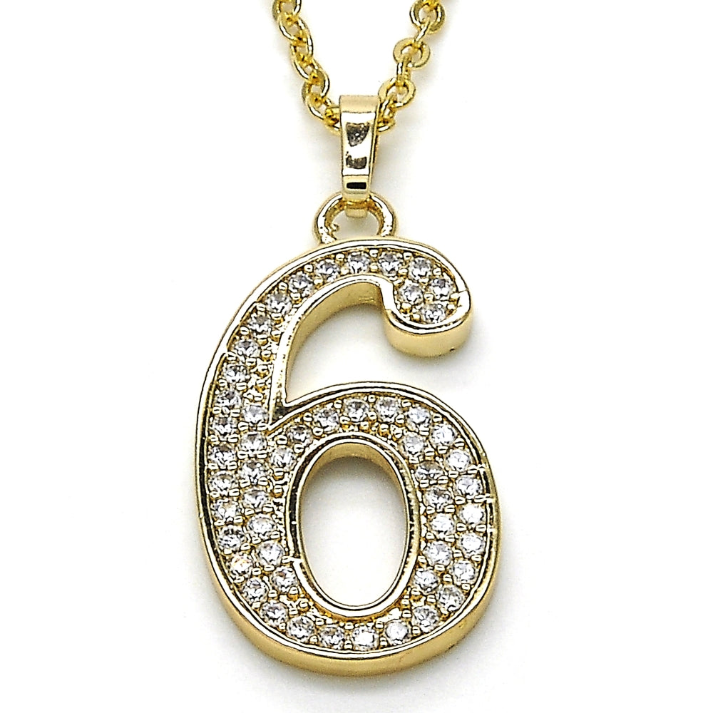 Oro Laminado Fancy Pendant, Gold Filled Style with White Cubic Zirconia, Polished, Golden Finish