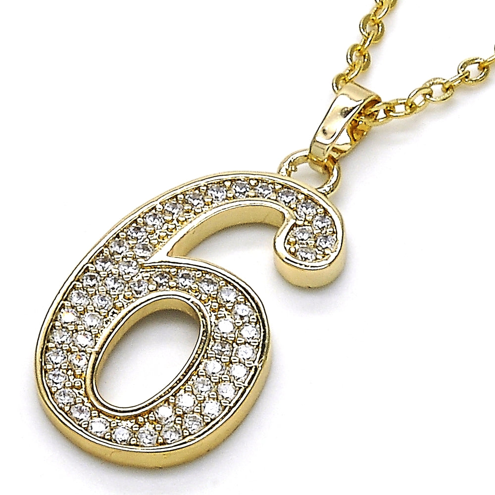Oro Laminado Fancy Pendant, Gold Filled Style with White Cubic Zirconia, Polished, Golden Finish