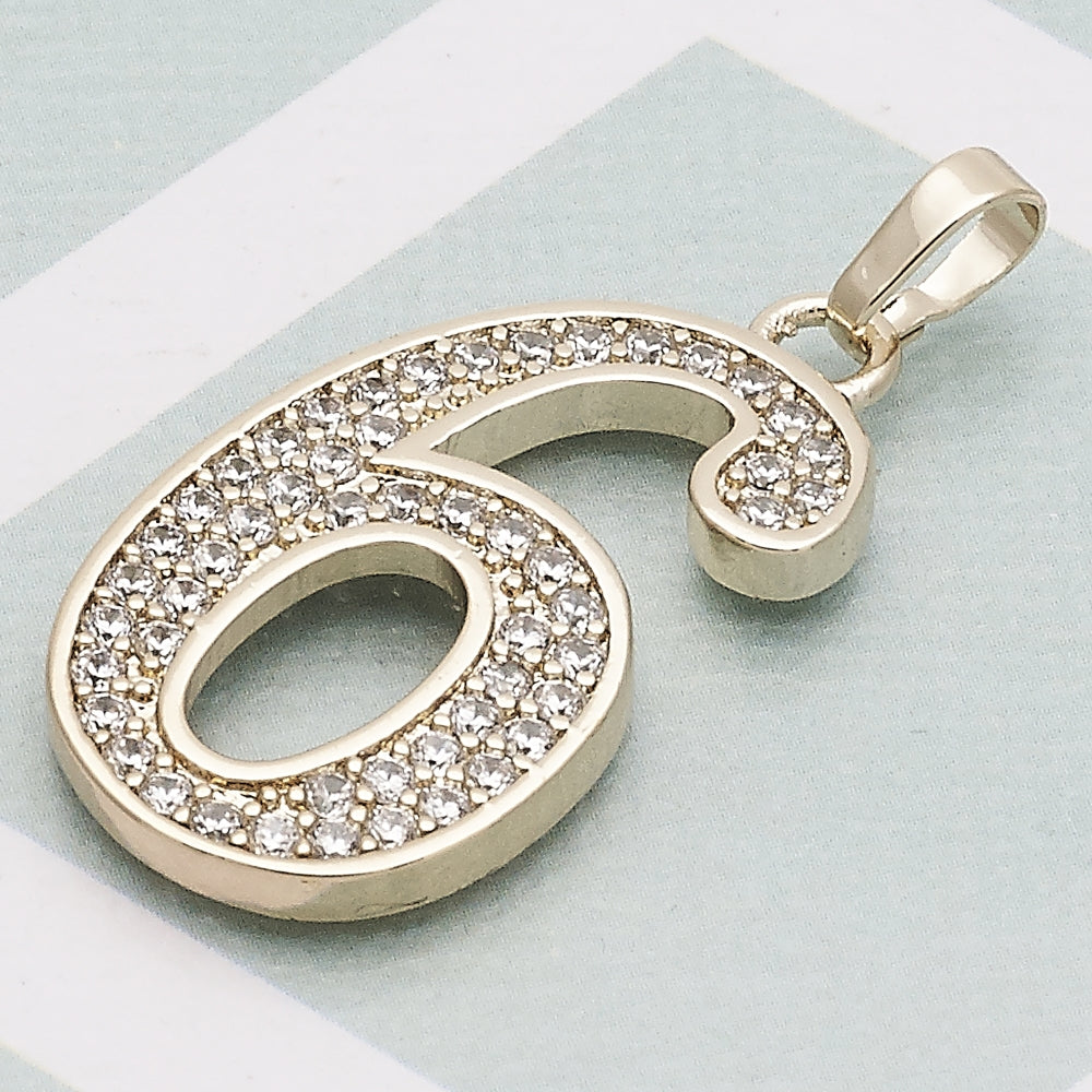 Oro Laminado Fancy Pendant, Gold Filled Style with White Cubic Zirconia, Polished, Golden Finish
