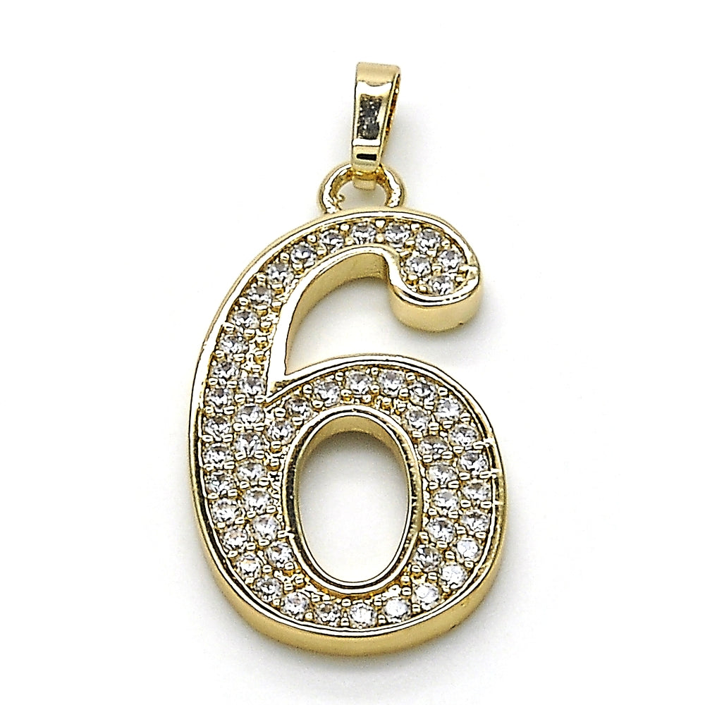 Oro Laminado Fancy Pendant, Gold Filled Style with White Cubic Zirconia, Polished, Golden Finish