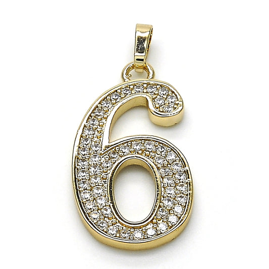 Oro Laminado Fancy Pendant, Gold Filled Style with White Cubic Zirconia, Polished, Golden Finish
