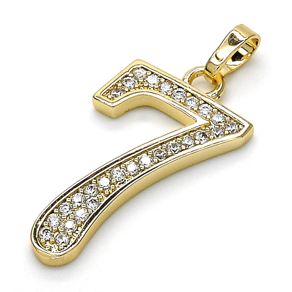 Oro Laminado Fancy Pendant, Gold Filled Style with White Cubic Zirconia, Polished, Golden Finish