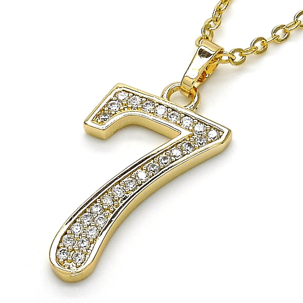 Oro Laminado Fancy Pendant, Gold Filled Style with White Cubic Zirconia, Polished, Golden Finish