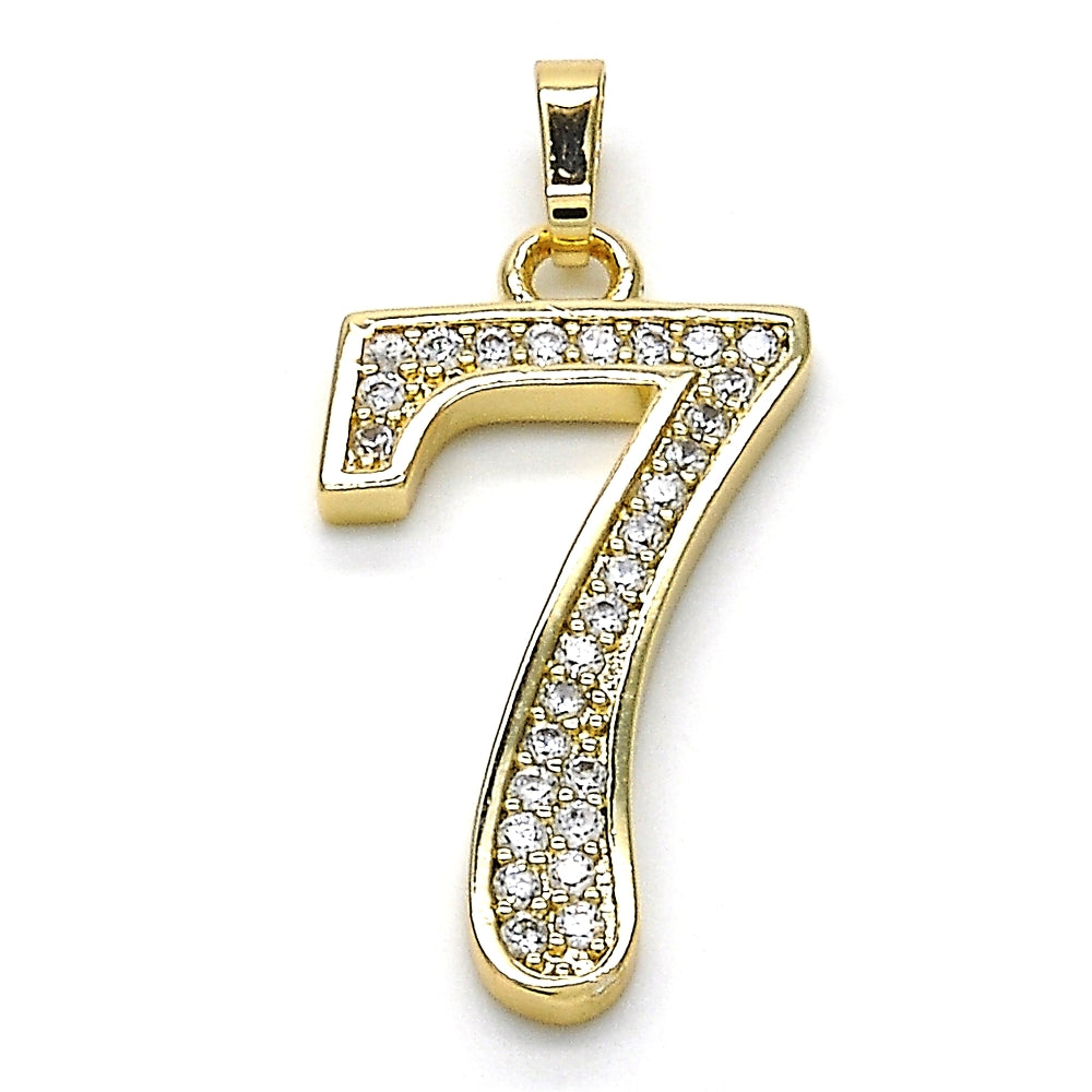 Oro Laminado Fancy Pendant, Gold Filled Style with White Cubic Zirconia, Polished, Golden Finish