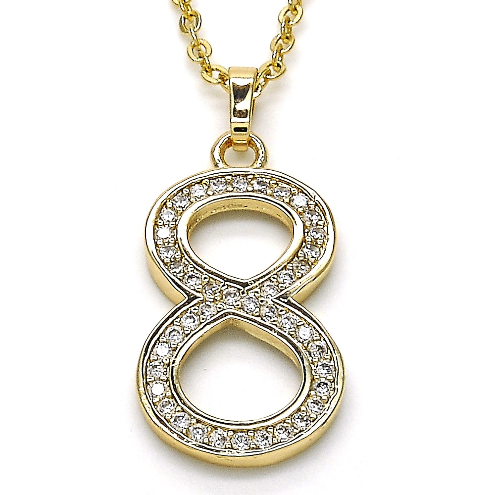 Oro Laminado Fancy Pendant, Gold Filled Style with White Cubic Zirconia, Polished, Golden Finish