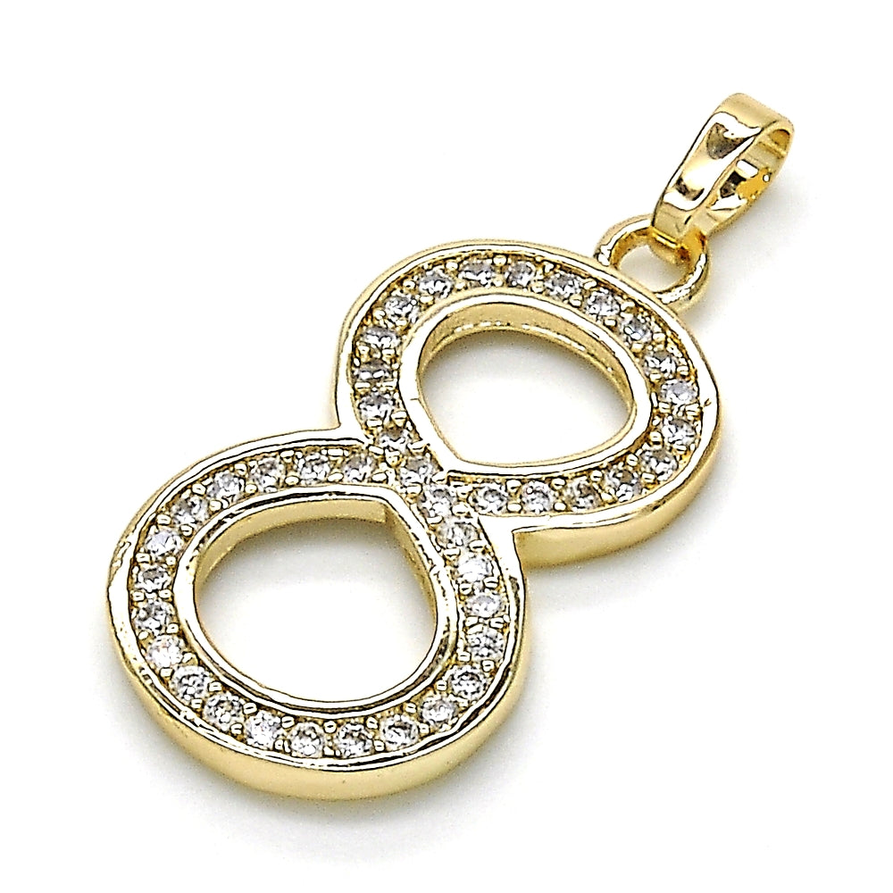 Oro Laminado Fancy Pendant, Gold Filled Style with White Cubic Zirconia, Polished, Golden Finish