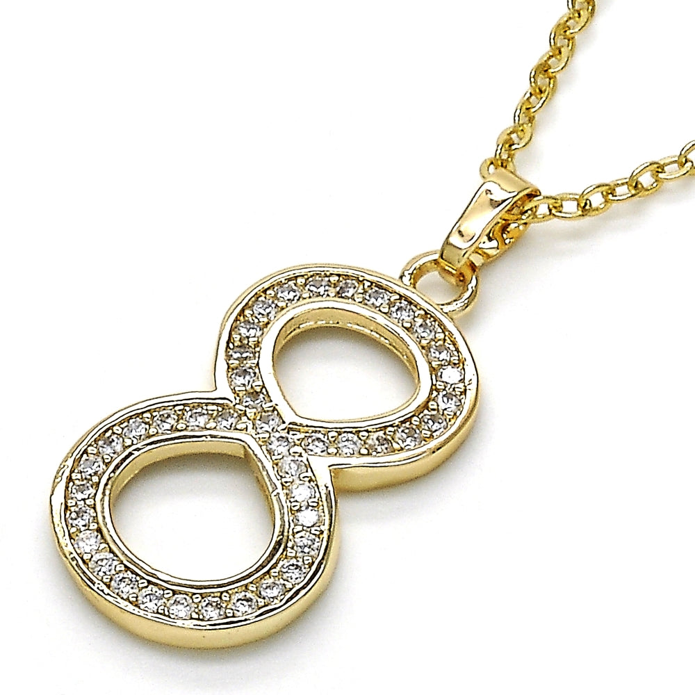 Oro Laminado Fancy Pendant, Gold Filled Style with White Cubic Zirconia, Polished, Golden Finish