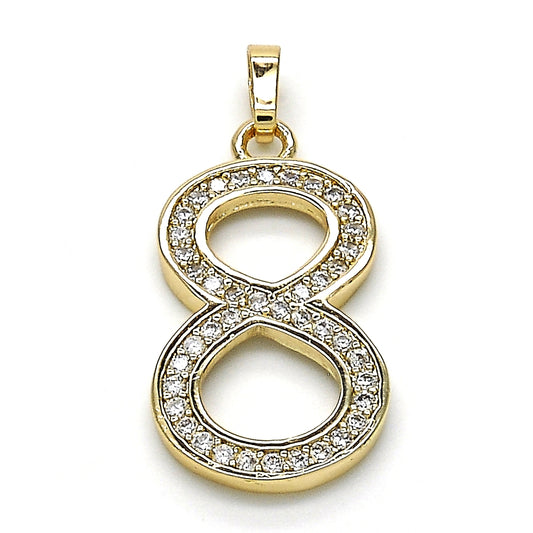 Oro Laminado Fancy Pendant, Gold Filled Style with White Cubic Zirconia, Polished, Golden Finish