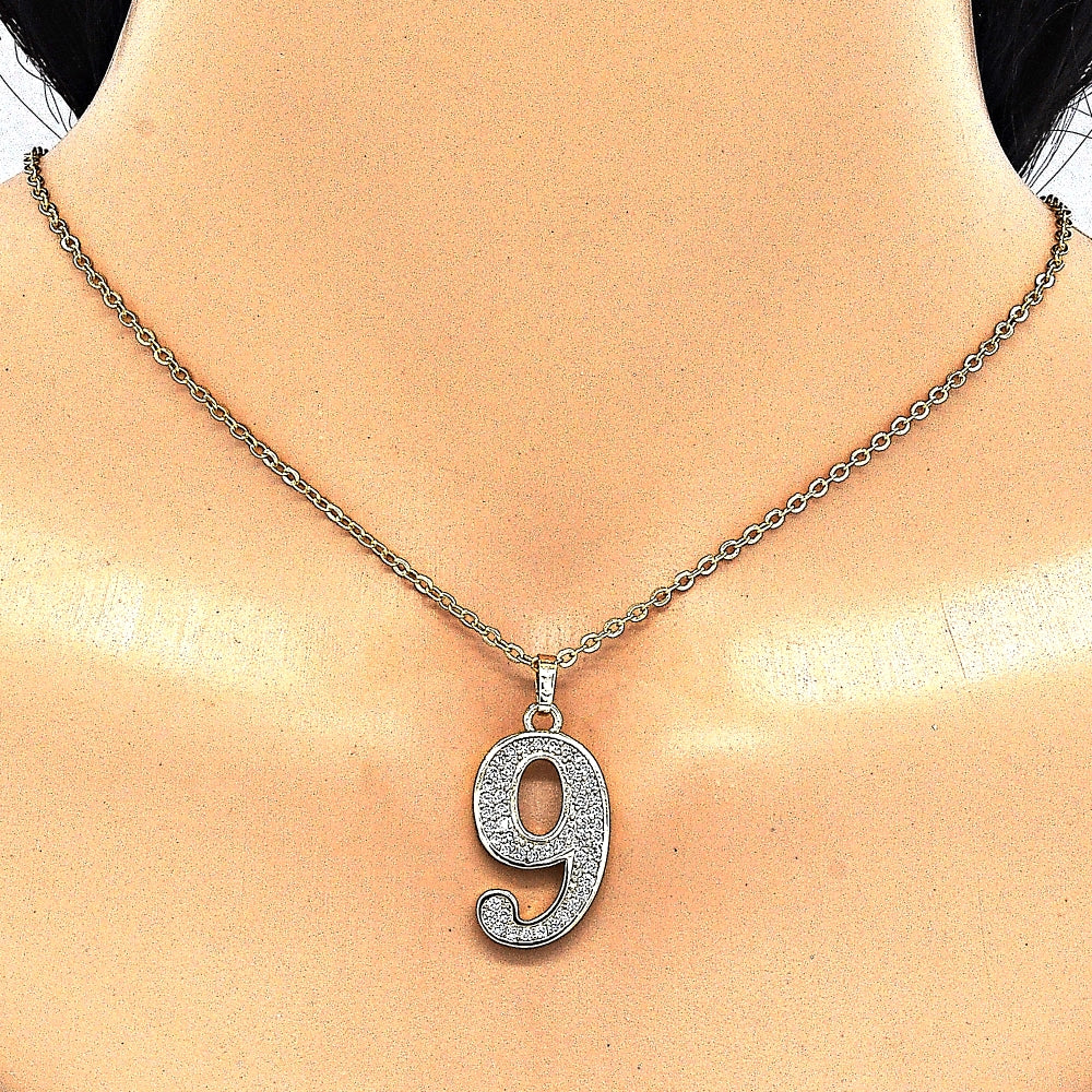 Oro Laminado Fancy Pendant, Gold Filled Style with White Cubic Zirconia, Polished, Golden Finish