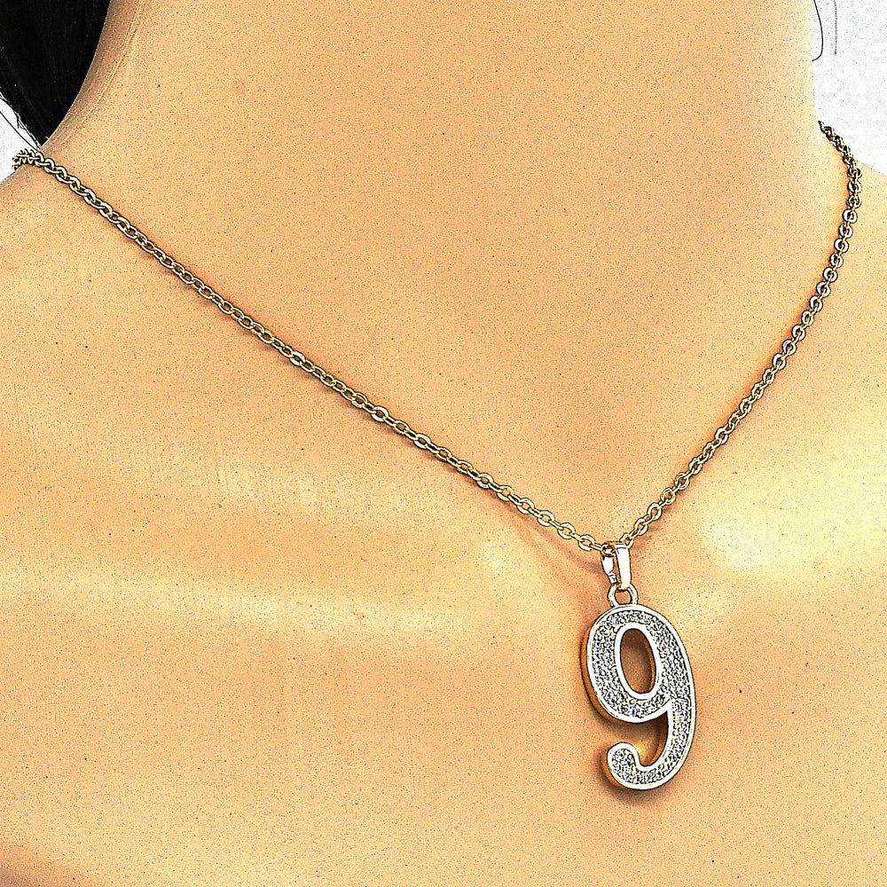 Oro Laminado Fancy Pendant, Gold Filled Style with White Cubic Zirconia, Polished, Golden Finish