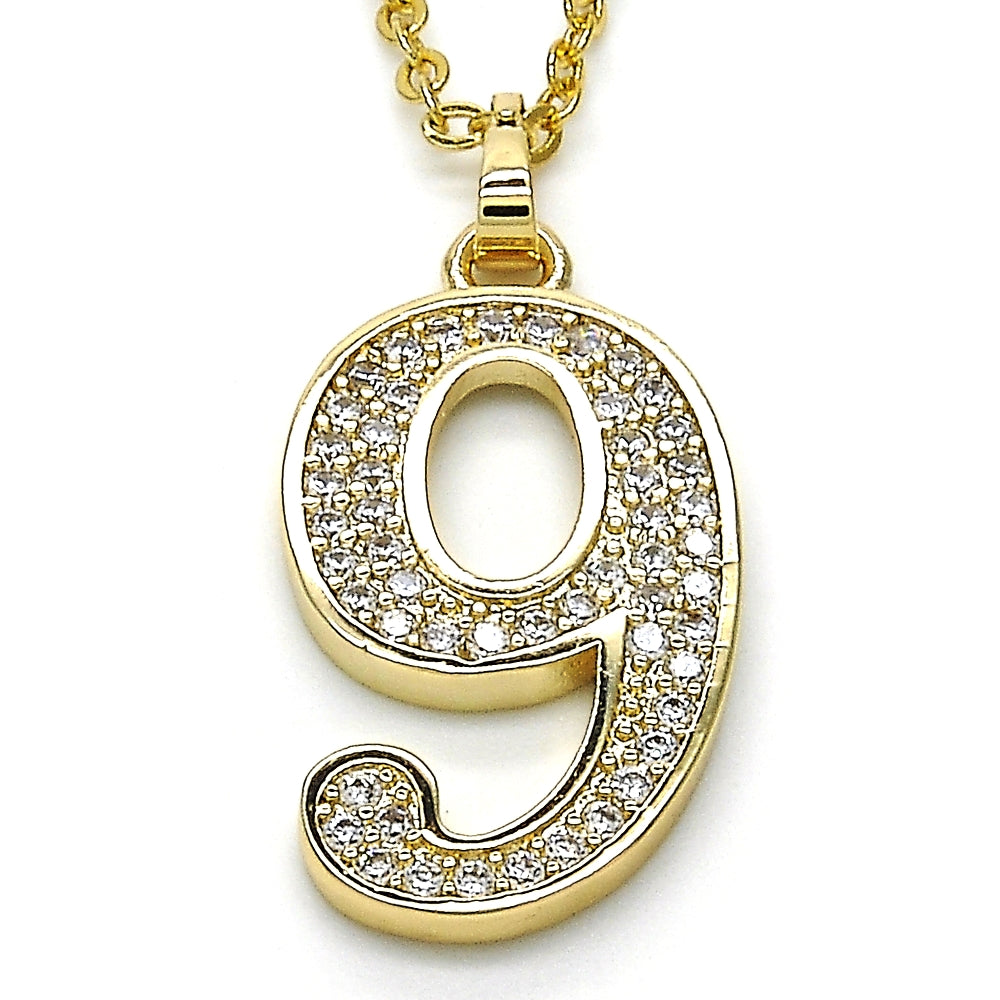 Oro Laminado Fancy Pendant, Gold Filled Style with White Cubic Zirconia, Polished, Golden Finish