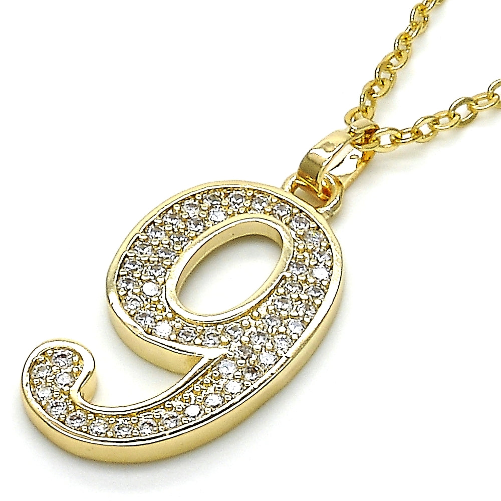 Oro Laminado Fancy Pendant, Gold Filled Style with White Cubic Zirconia, Polished, Golden Finish